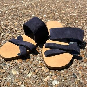 Never worn J Crew Navy Suede sandals